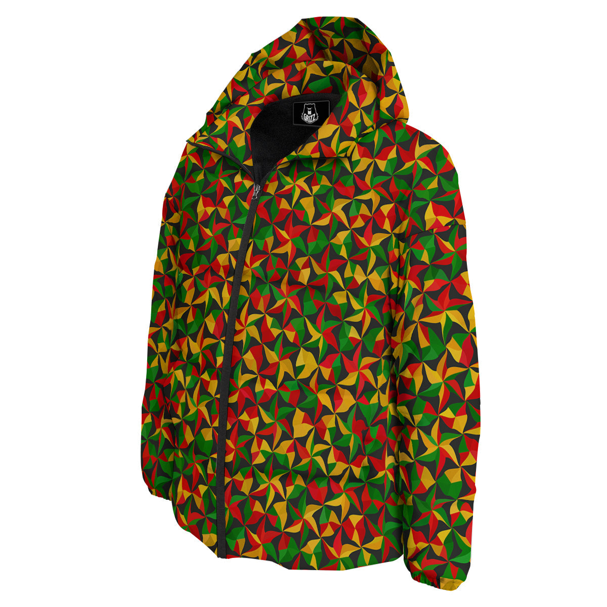 Reggae Abstract Geometric Print Pattern Down Jacket-grizzshop