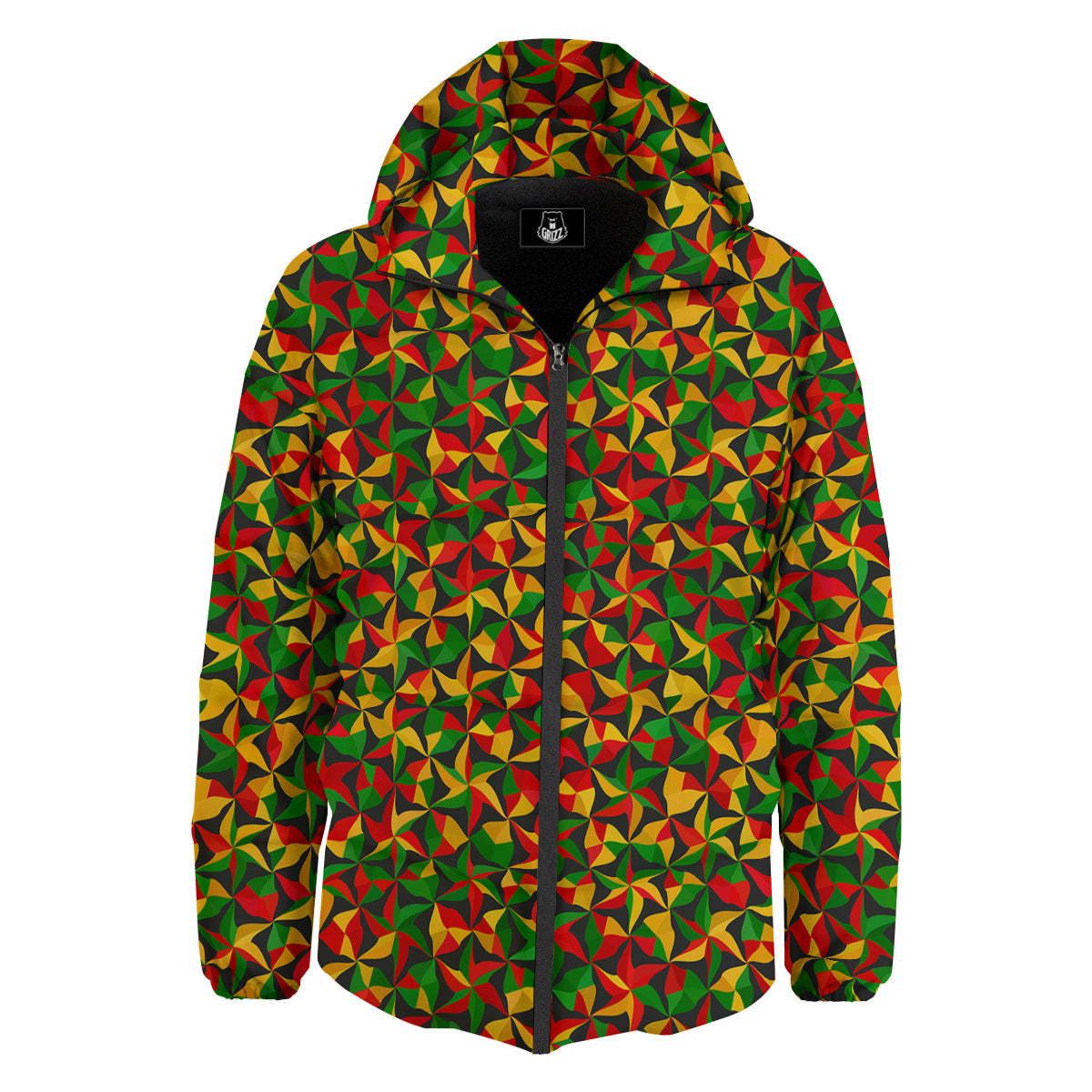 Reggae Abstract Geometric Print Pattern Down Jacket-grizzshop