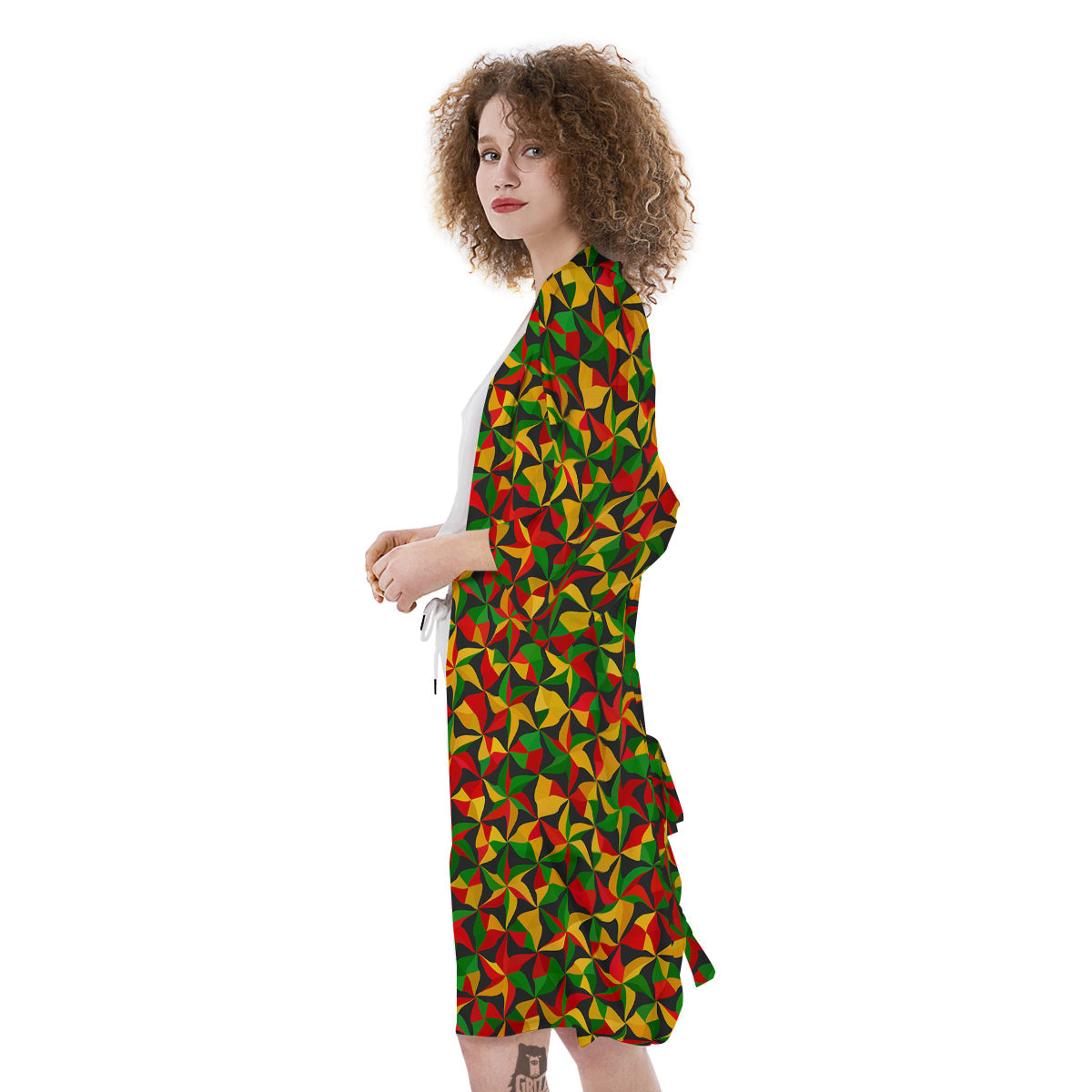 Reggae Abstract Geometric Print Pattern Kimono-grizzshop