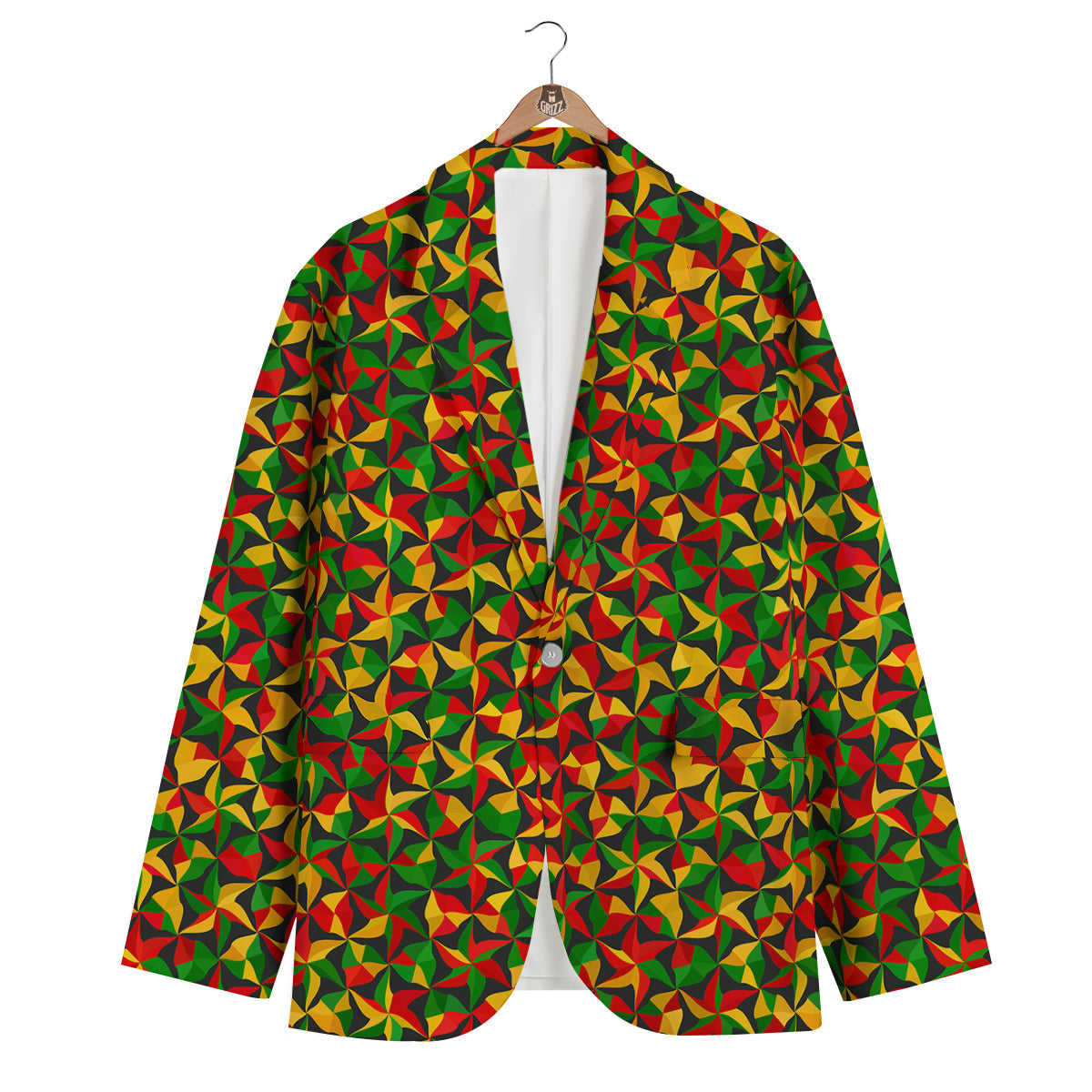 Reggae Abstract Geometric Print Pattern Men's Blazer-grizzshop