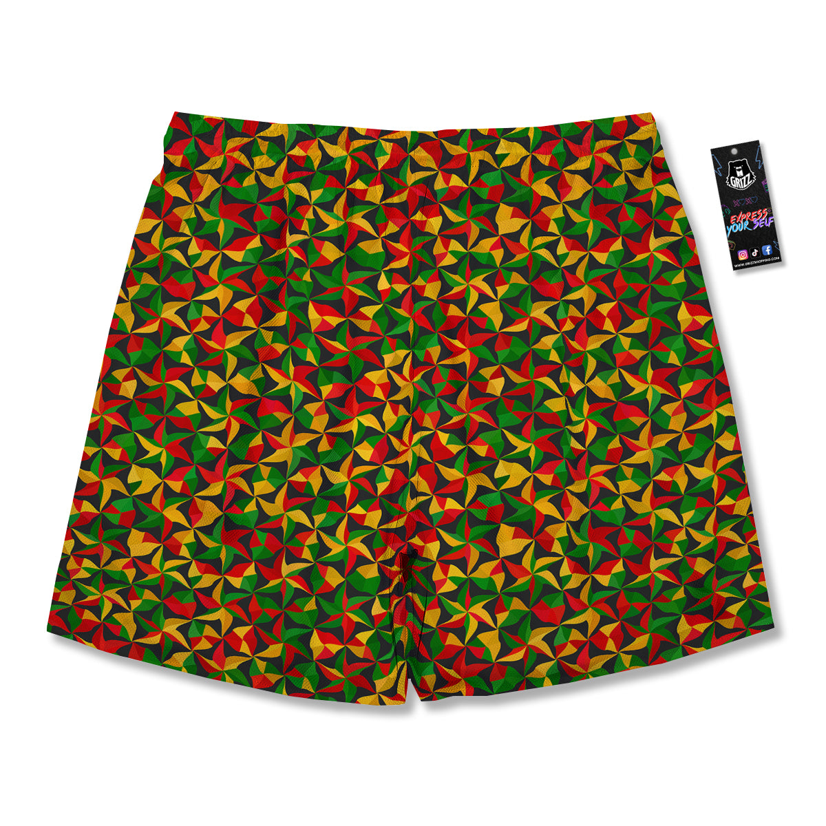 Reggae Abstract Geometric Print Pattern Men's Running Shorts-grizzshop