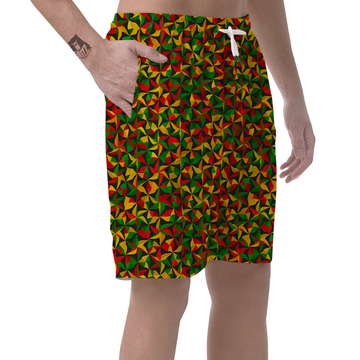 Reggae Abstract Geometric Print Pattern Men's Shorts-grizzshop