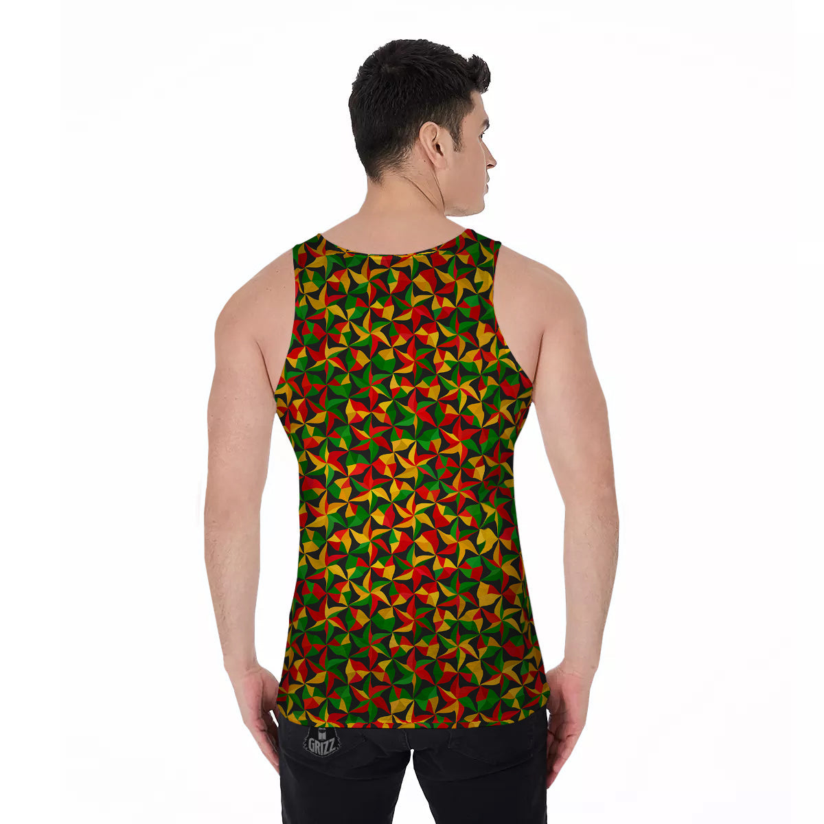 Reggae Abstract Geometric Print Pattern Men's Tank Top-grizzshop