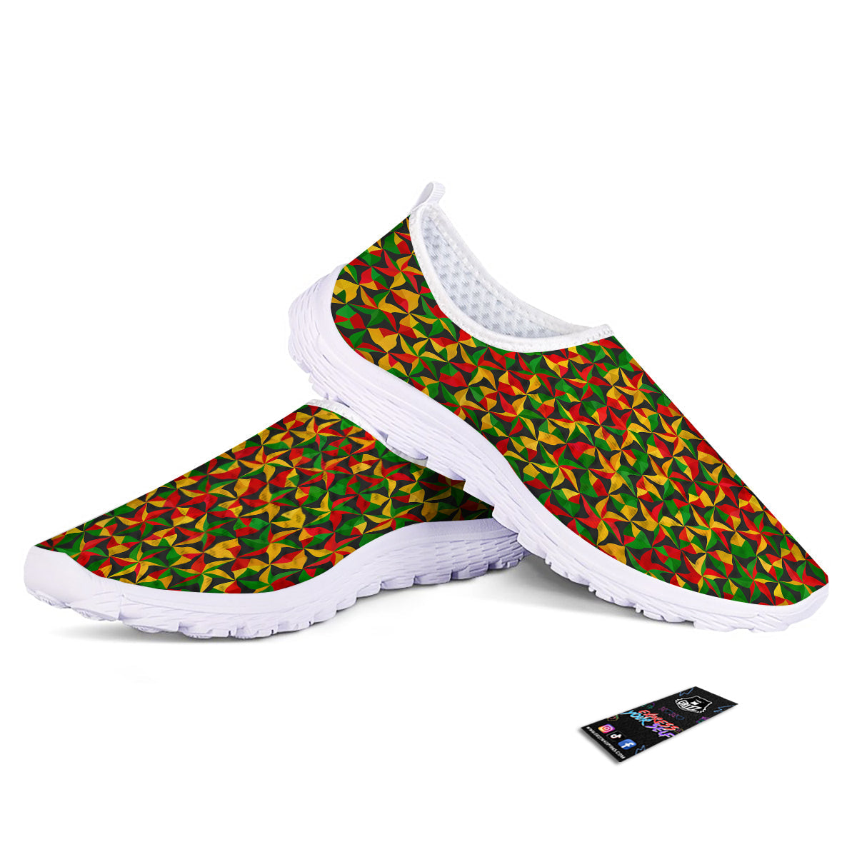 Reggae Abstract Geometric Print Pattern Nurse Shoes-grizzshop