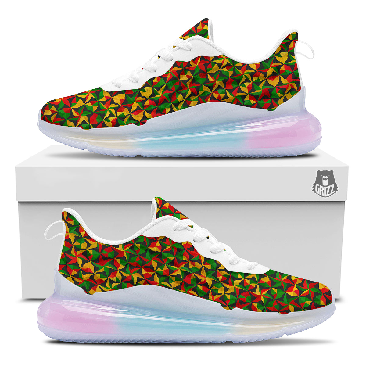 Reggae Abstract Geometric Print Pattern Running Sneakers-grizzshop