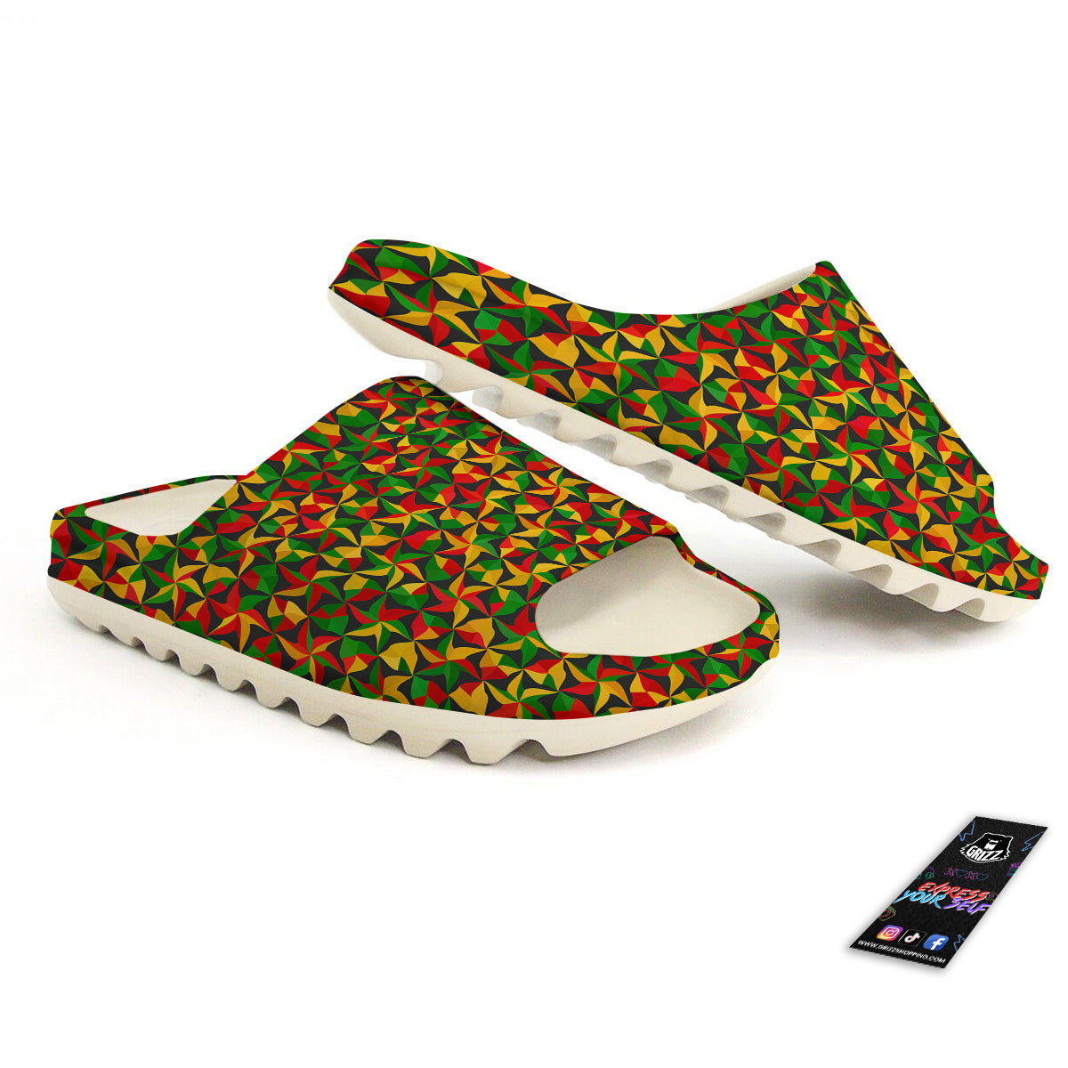 Reggae Abstract Geometric Print Pattern Sandals-grizzshop