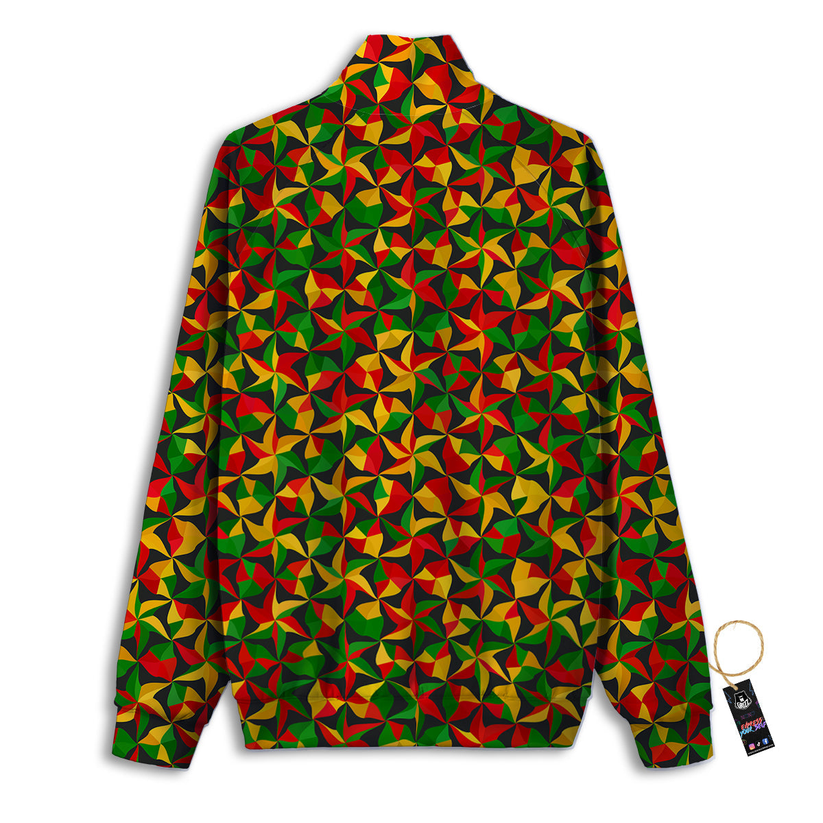Reggae Abstract Geometric Print Pattern Track Jacket-grizzshop