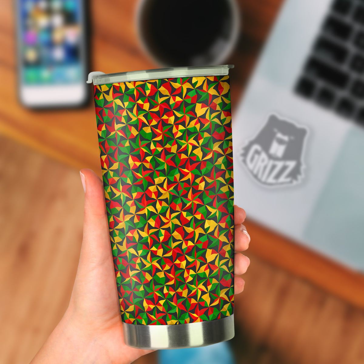 Reggae Abstract Geometric Print Pattern Tumbler-grizzshop