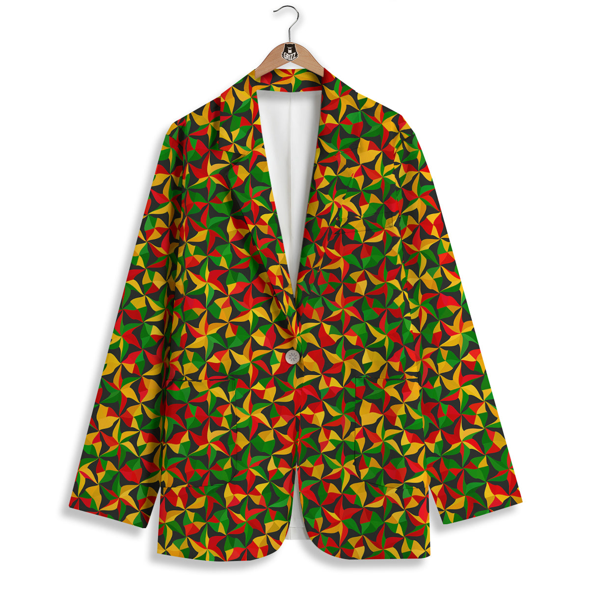 Reggae Abstract Geometric Print Pattern Women's Blazer-grizzshop
