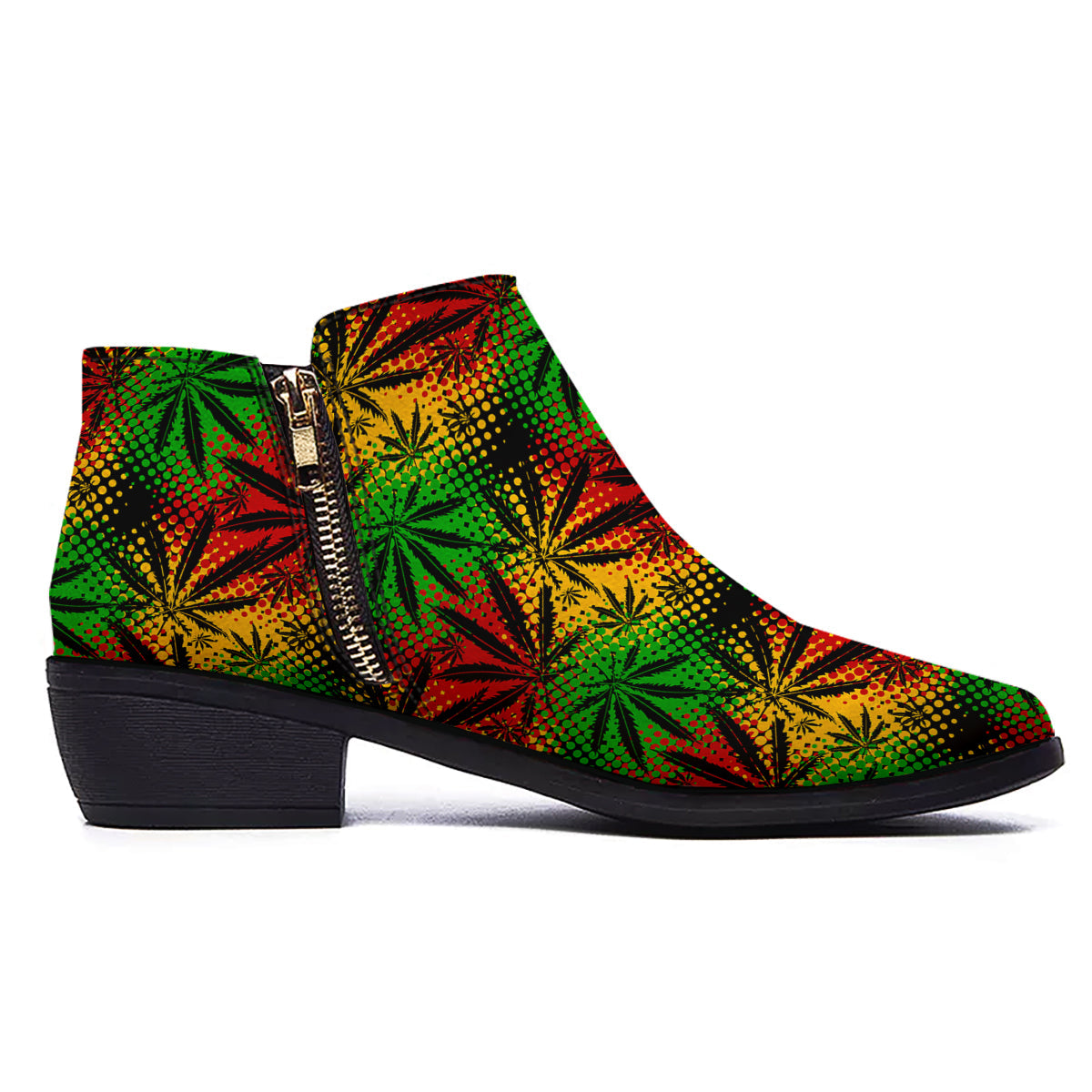 Reggae Abstract Print Pattern Ankle Boots-grizzshop