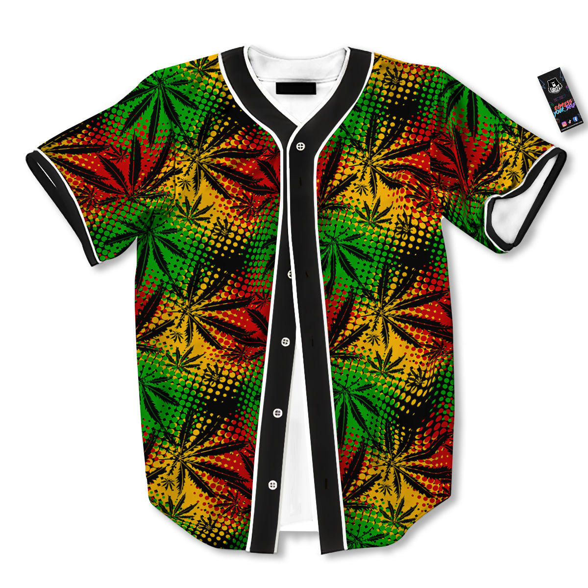 Reggae Abstract Print Pattern Baseball Jersey-grizzshop