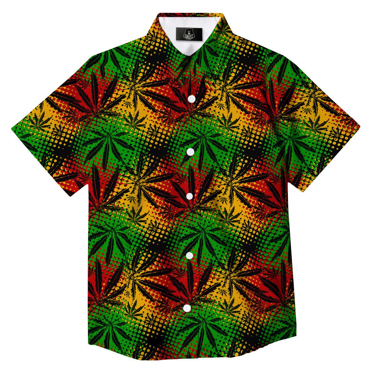 Reggae Abstract Print Pattern Button Up Shirt-grizzshop