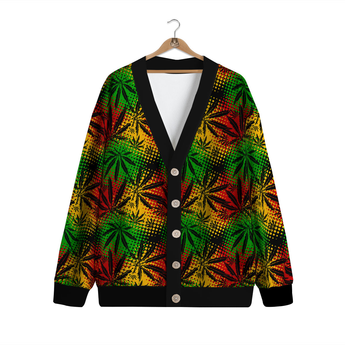 Reggae Abstract Print Pattern Cardigan-grizzshop