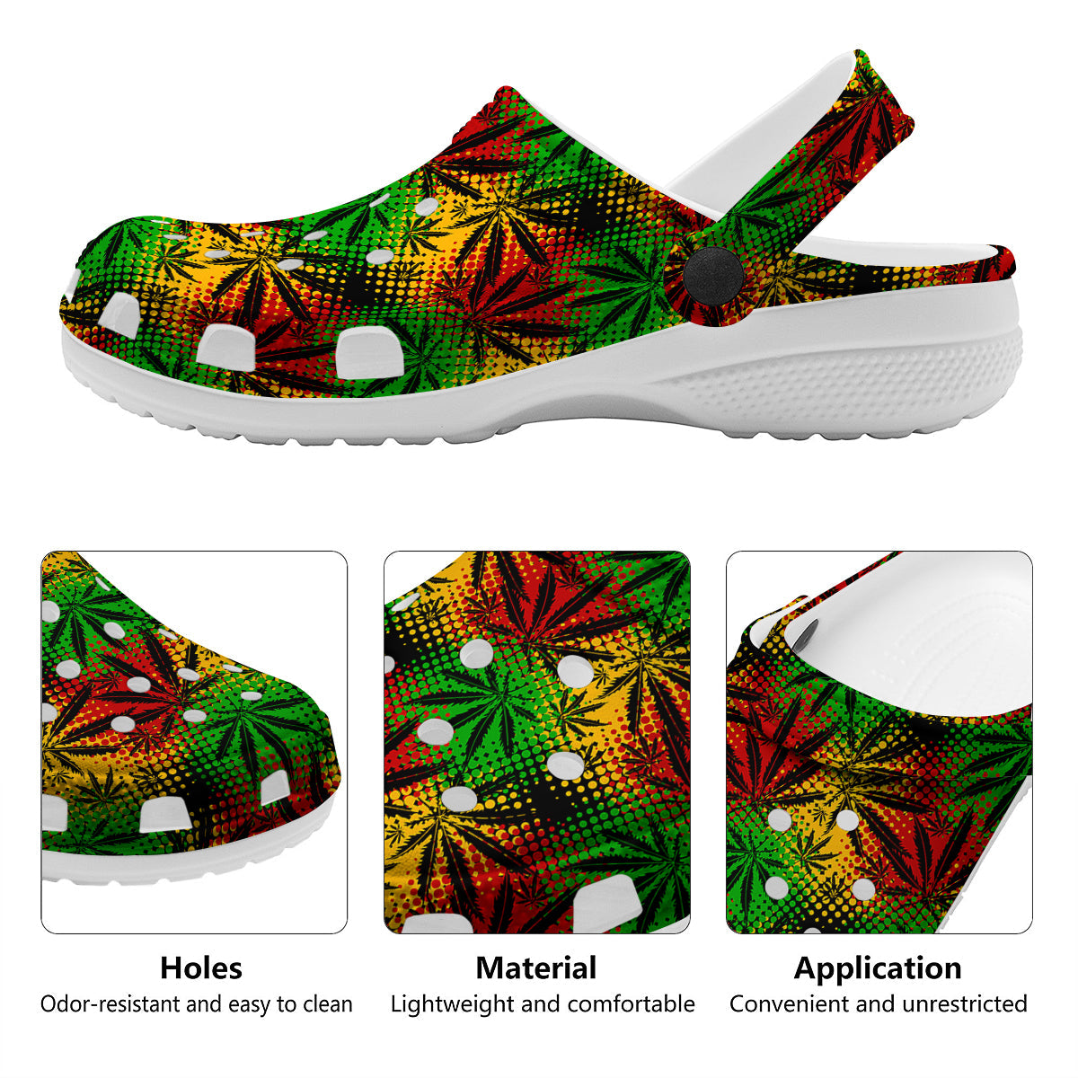 Reggae Abstract Print Pattern Clog-grizzshop