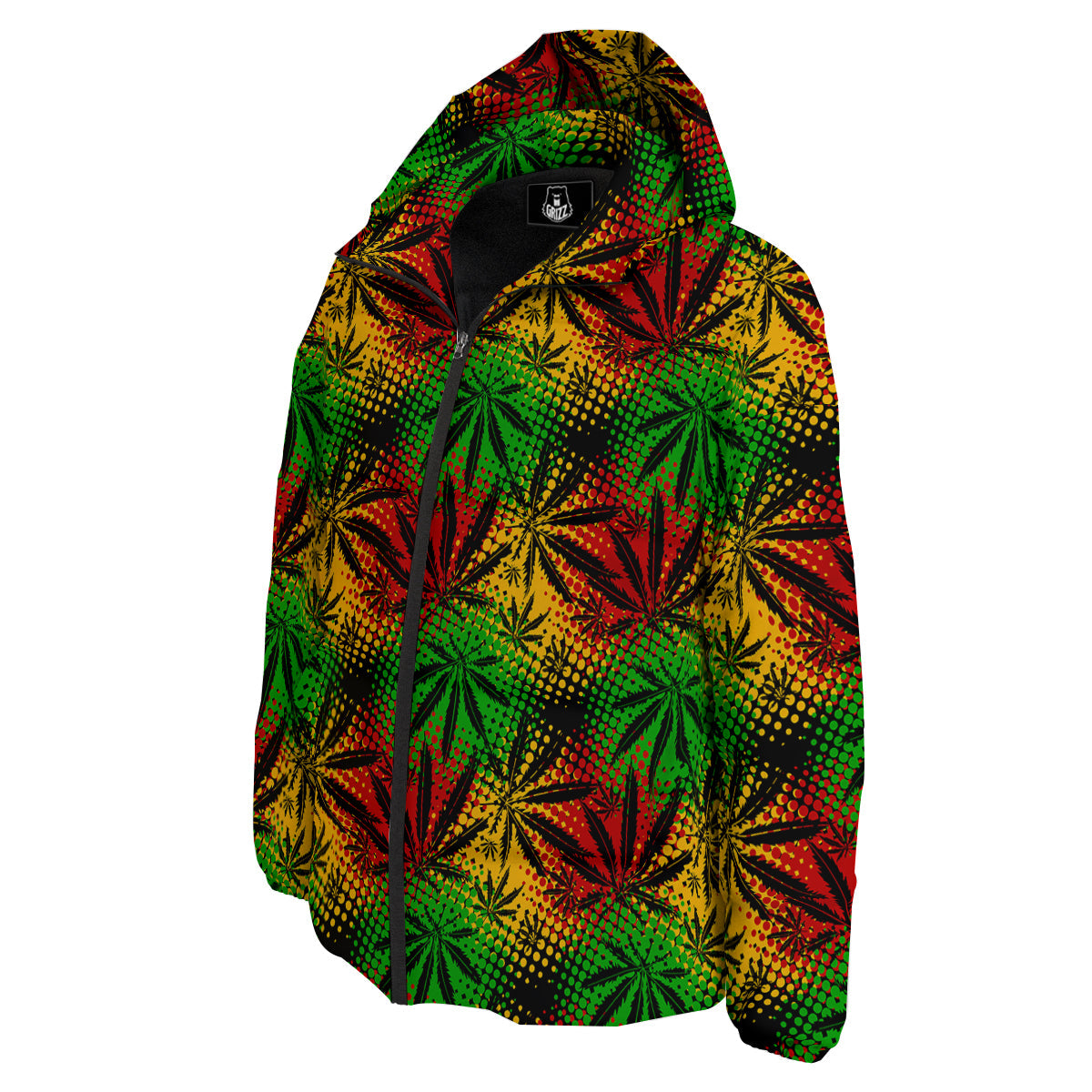 Reggae Abstract Print Pattern Down Jacket-grizzshop