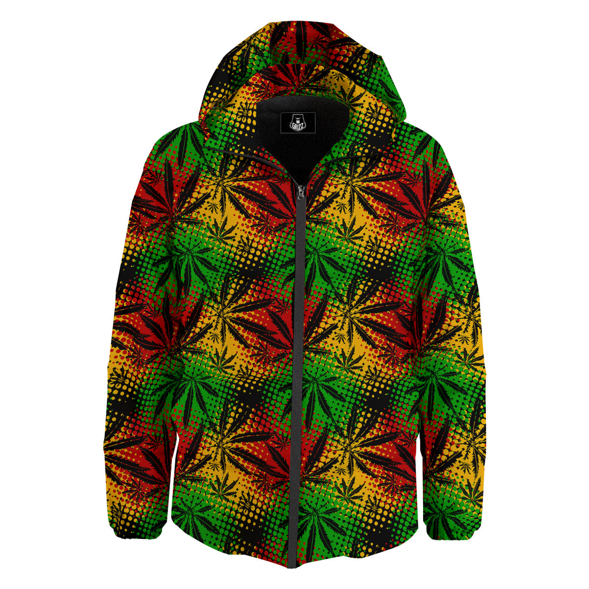 Reggae Abstract Print Pattern Down Jacket-grizzshop