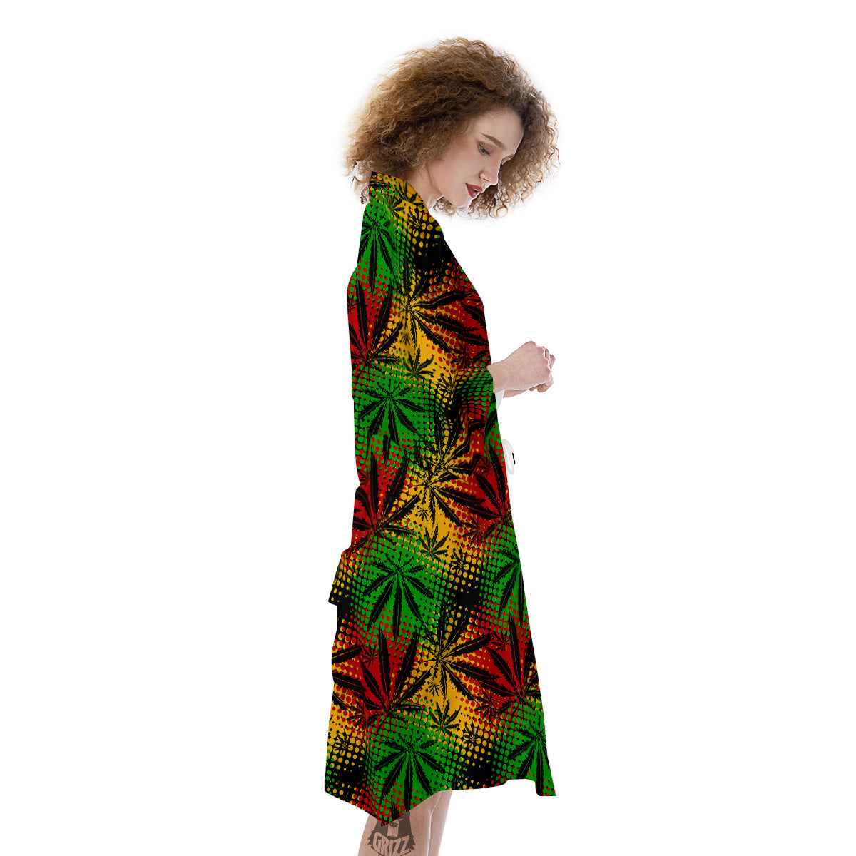 Reggae Abstract Print Pattern Kimono-grizzshop