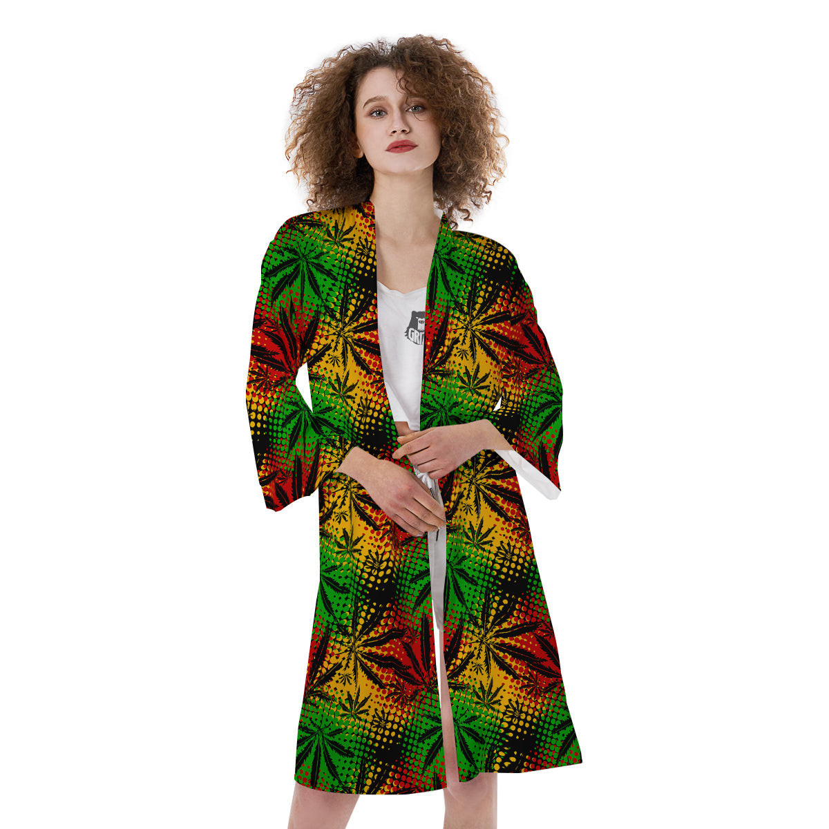 Reggae Abstract Print Pattern Kimono-grizzshop