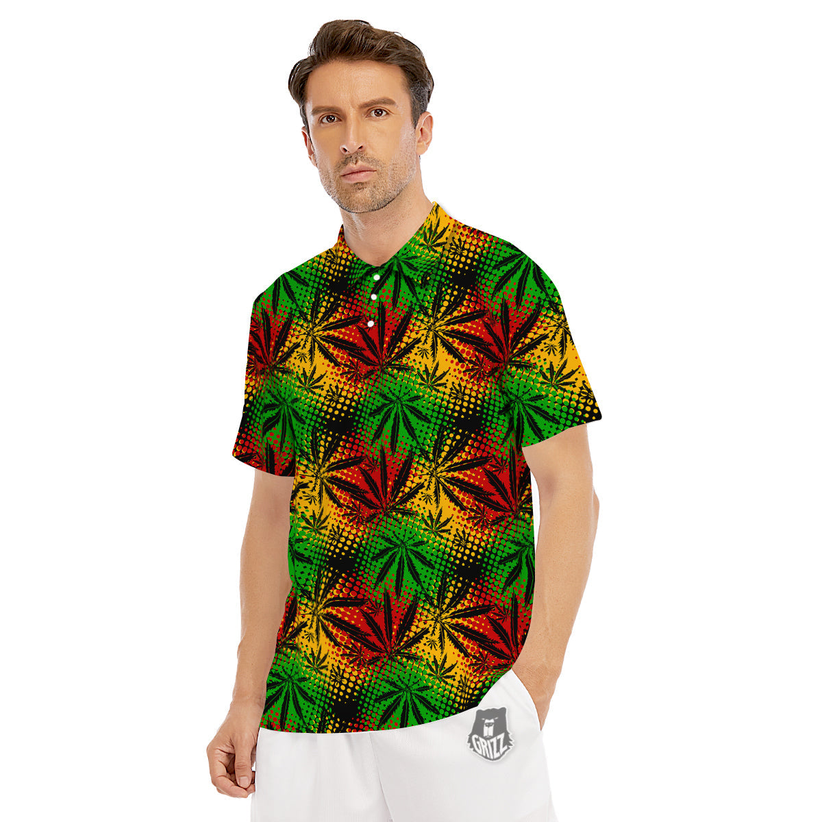 Reggae Abstract Print Pattern Men's Golf Shirts-grizzshop