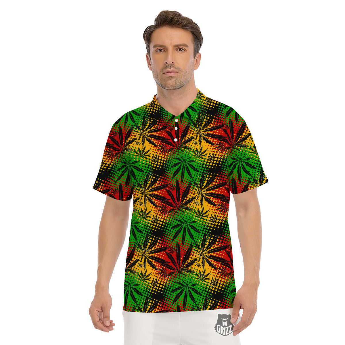 Reggae Abstract Print Pattern Men's Golf Shirts-grizzshop