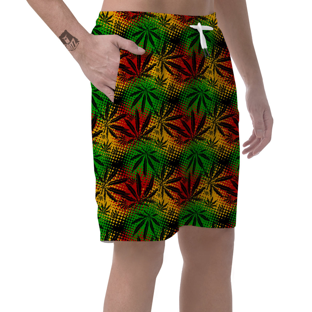 Reggae Abstract Print Pattern Men's Shorts-grizzshop