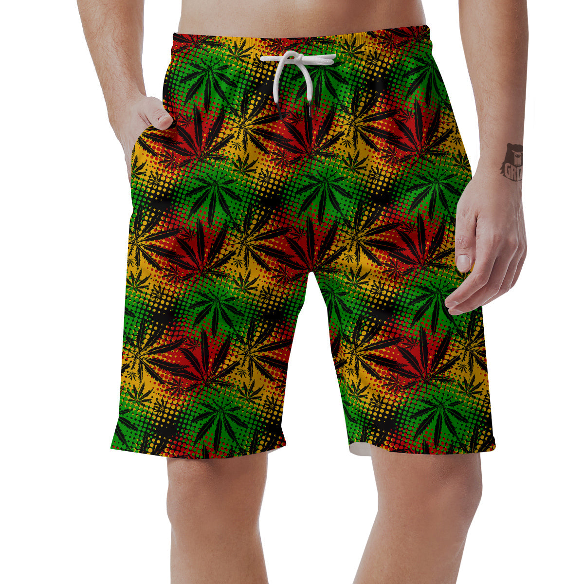 Reggae Abstract Print Pattern Men's Shorts-grizzshop
