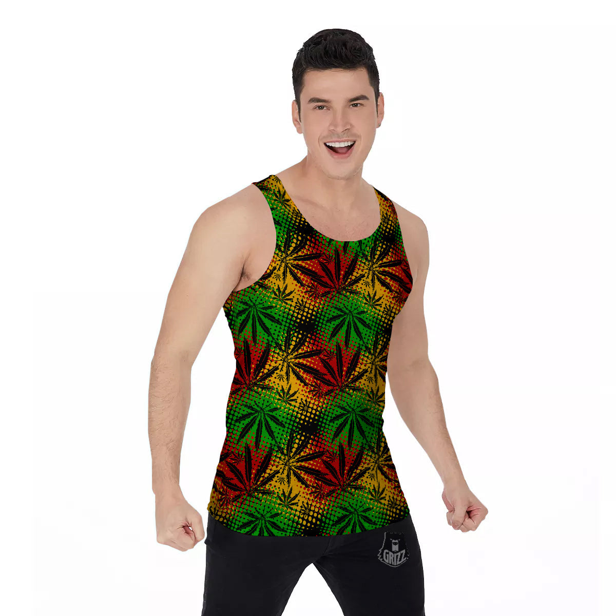 Reggae Abstract Print Pattern Men's Tank Top-grizzshop