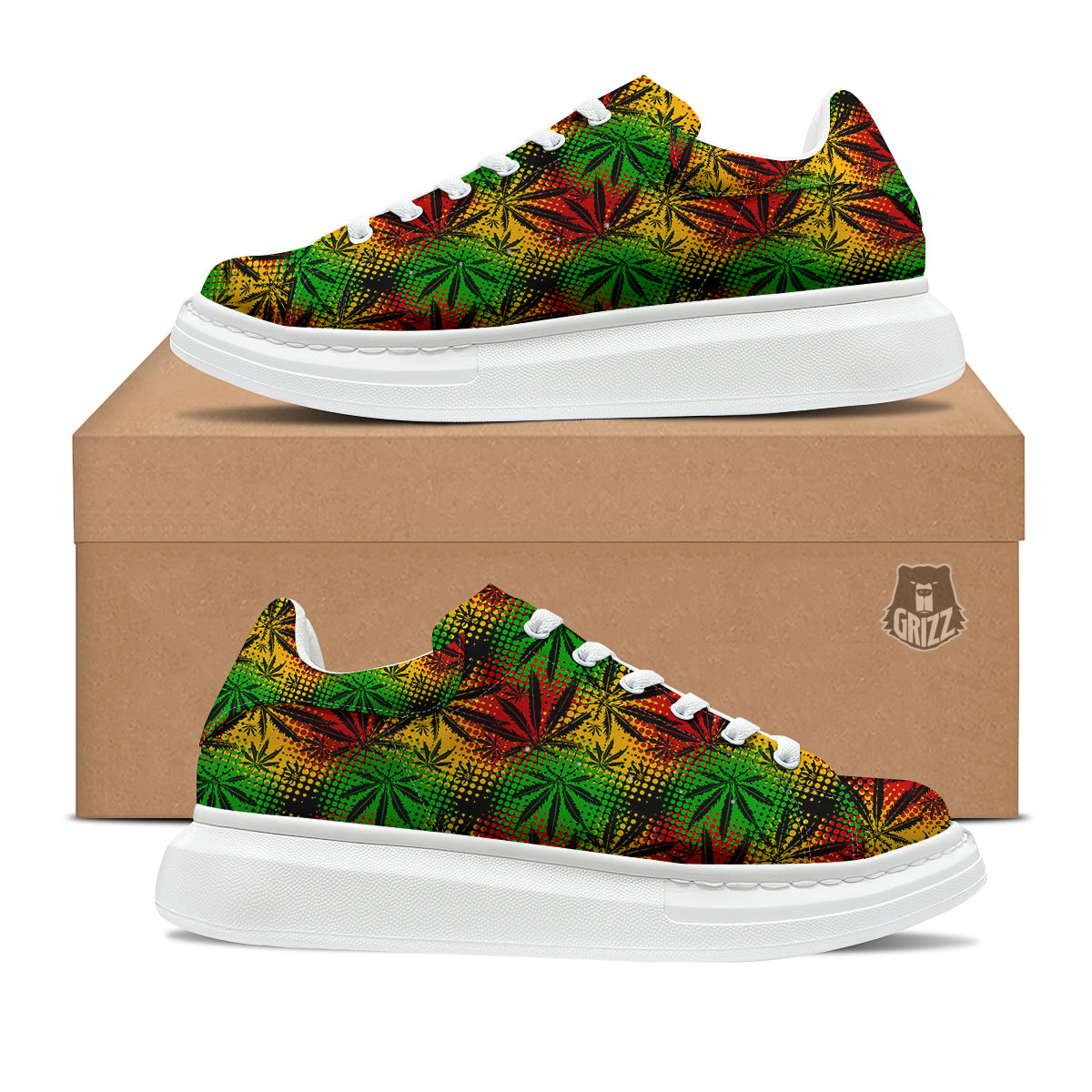 Reggae Abstract Print Pattern Platform Shoes-grizzshop