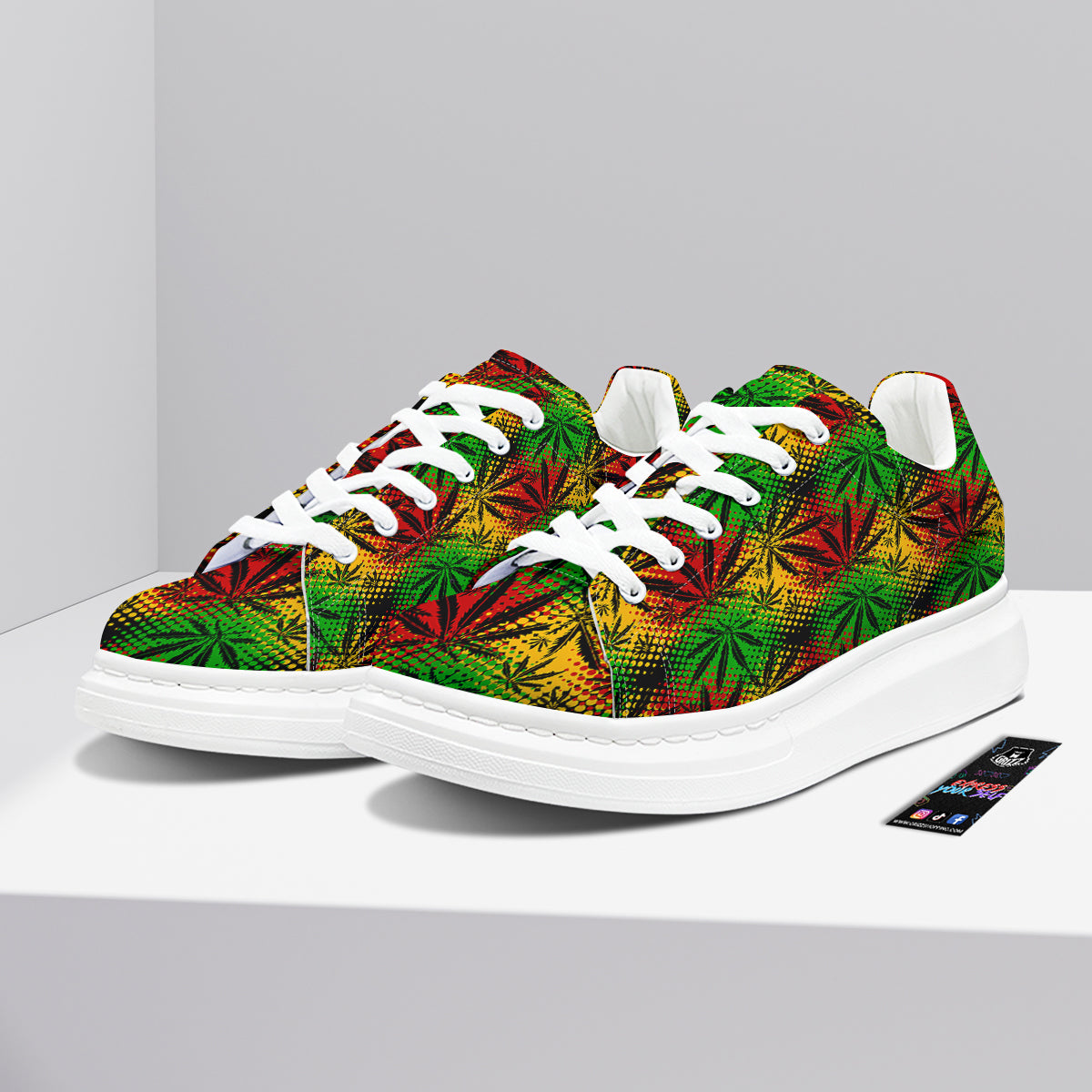 Reggae Abstract Print Pattern Platform Shoes-grizzshop