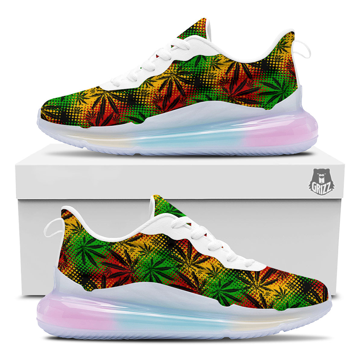 Reggae Abstract Print Pattern Running Sneakers-grizzshop
