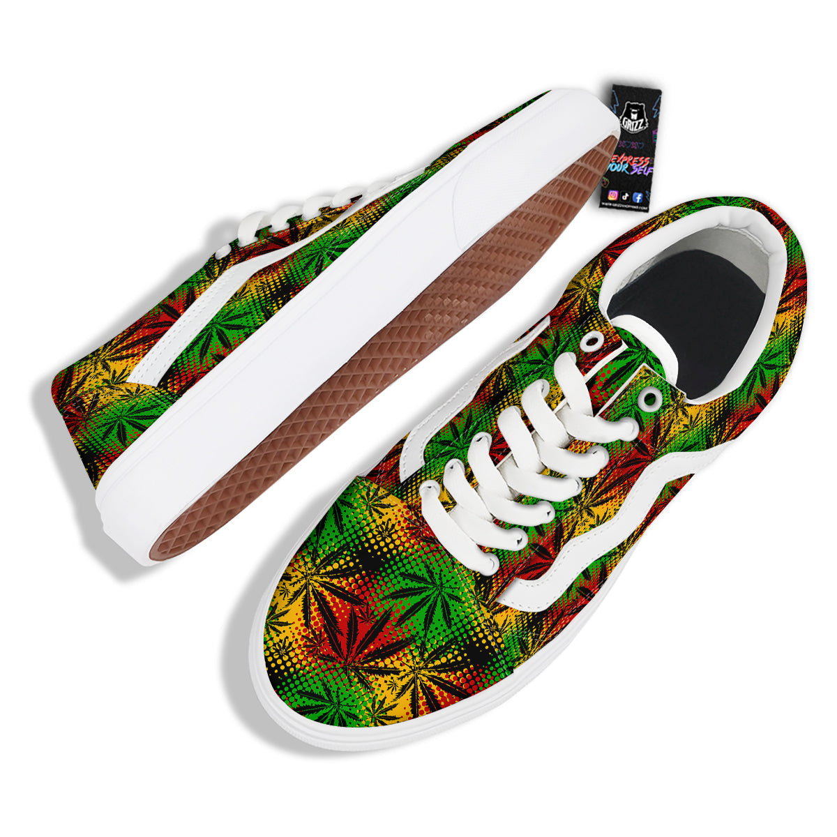 Reggae Abstract Print Pattern Skate Shoes-grizzshop