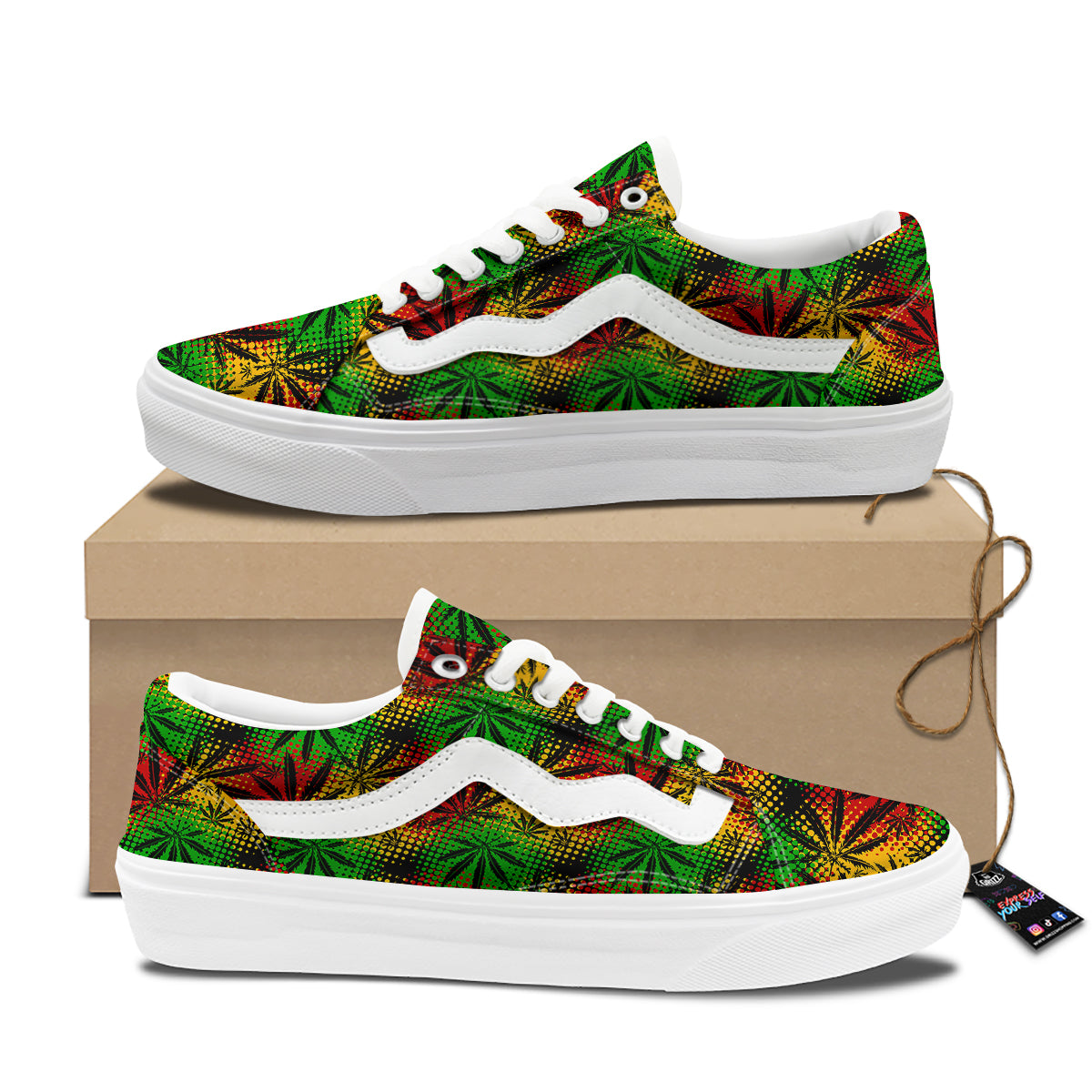 Reggae Abstract Print Pattern Skate Shoes-grizzshop