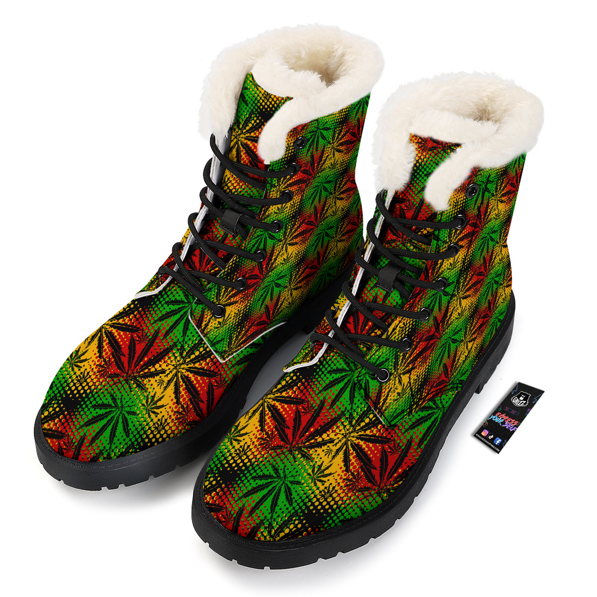 Reggae Abstract Print Pattern Winter Boots-grizzshop