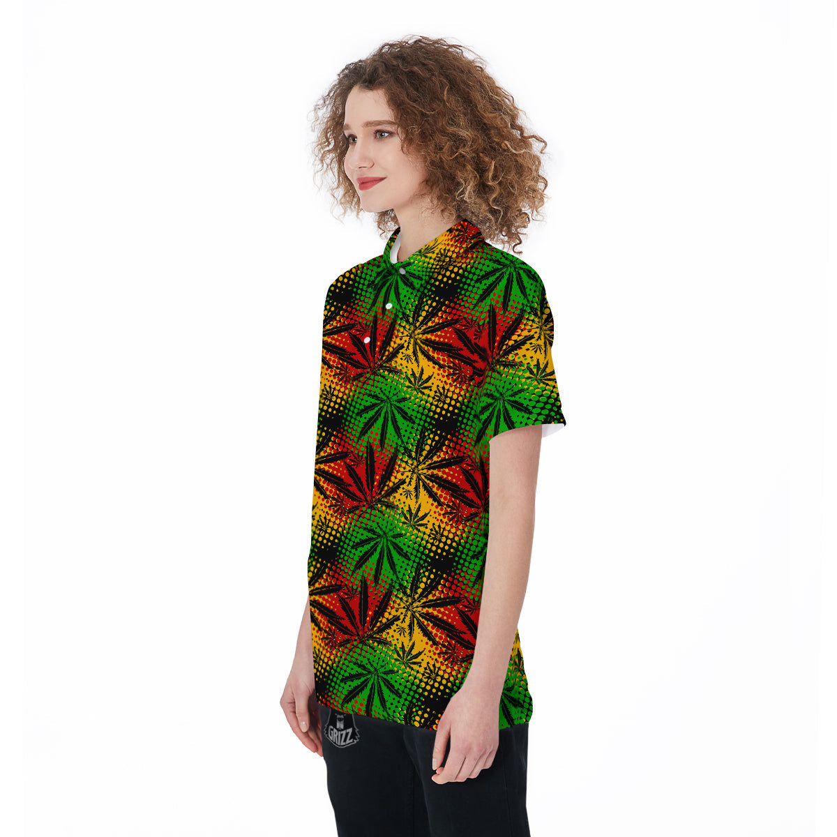 Reggae Abstract Print Pattern Women's Golf Shirts-grizzshop