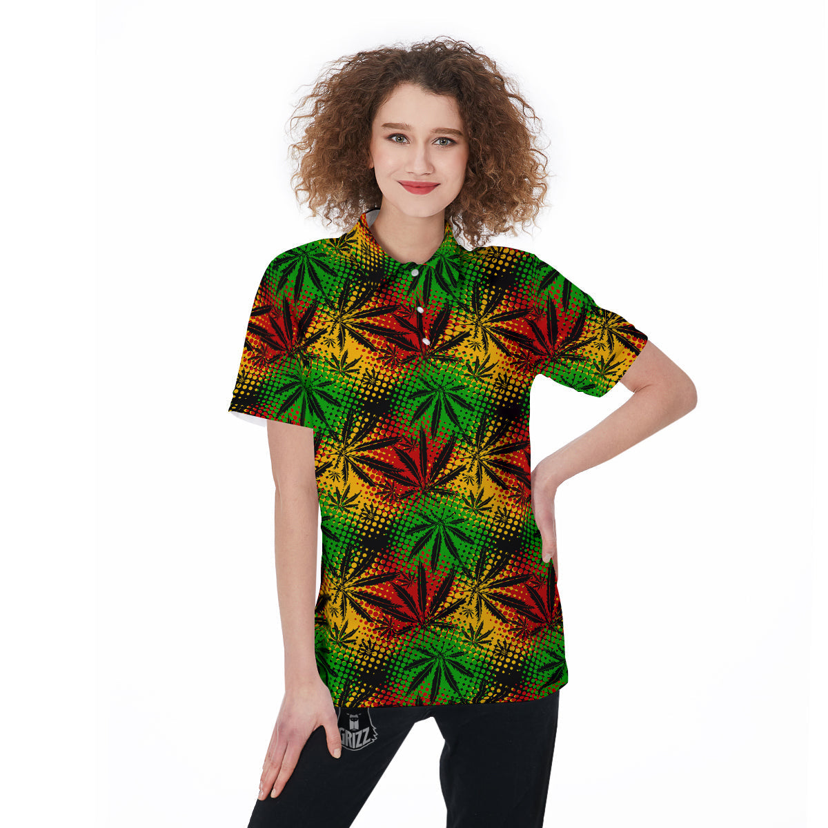 Reggae Abstract Print Pattern Women's Golf Shirts-grizzshop