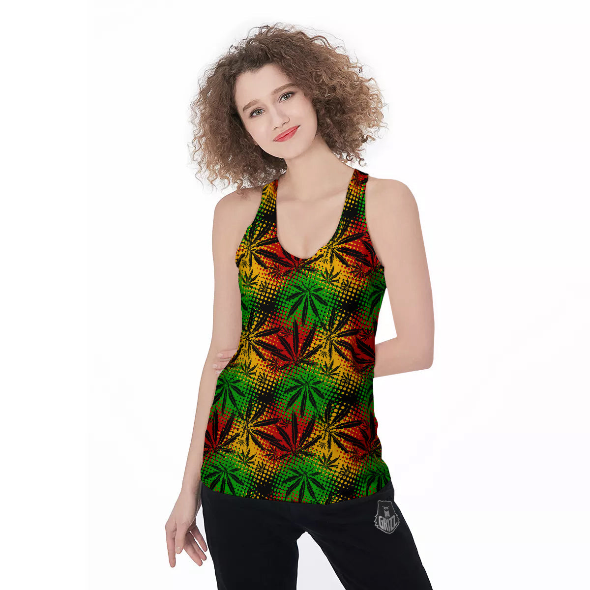 Reggae Abstract Print Pattern Women's Racerback Tank Top-grizzshop