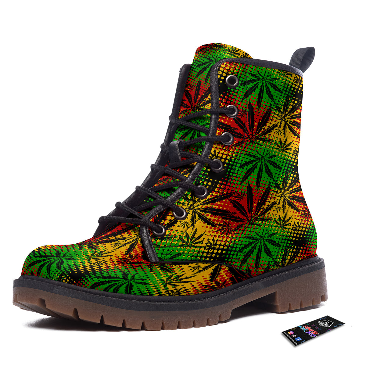 Reggae Abstract Print Pattern Work Boots-grizzshop