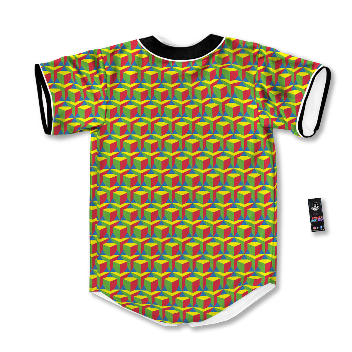 Reggae Geometric Print Pattern Baseball Jersey-grizzshop