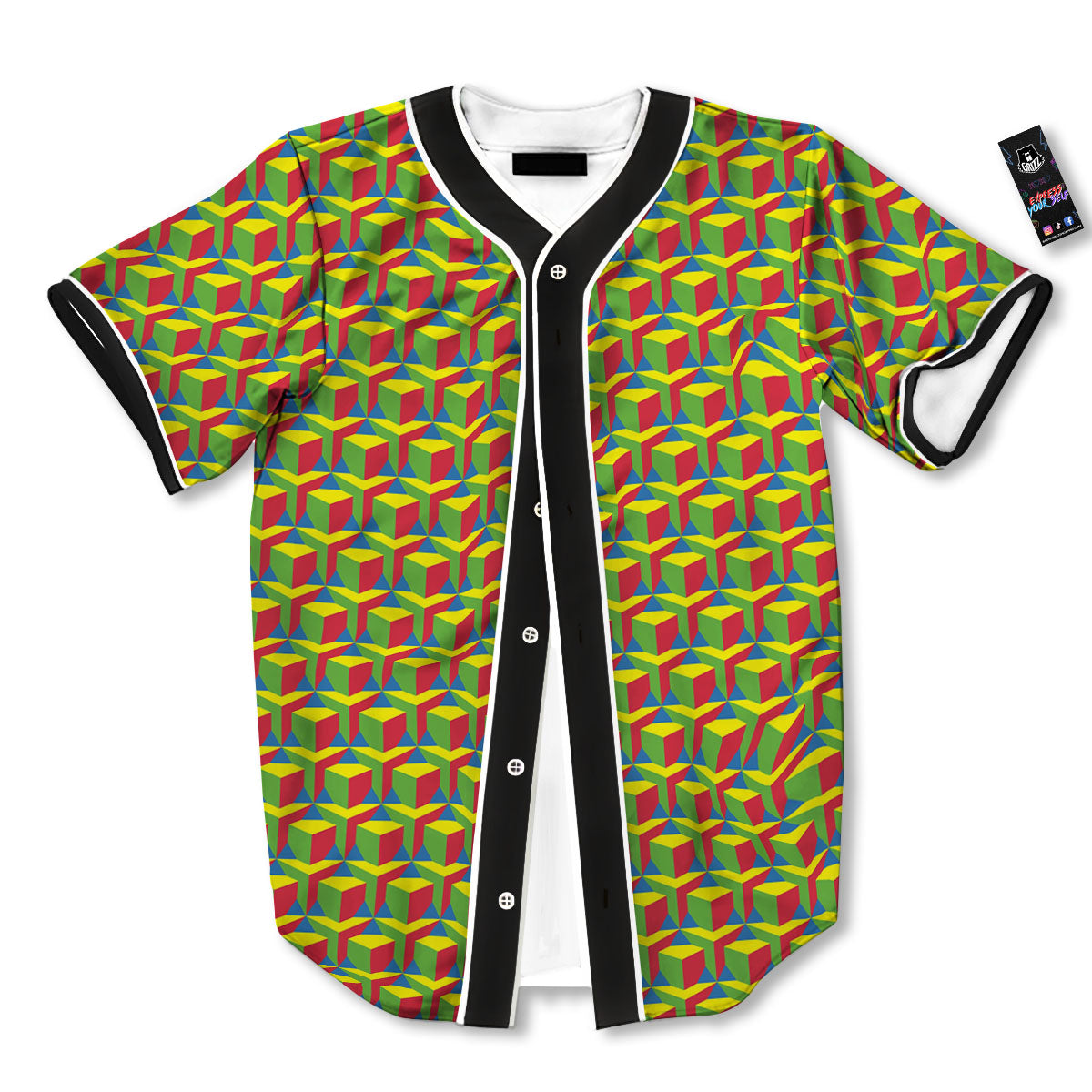 Reggae Geometric Print Pattern Baseball Jersey-grizzshop