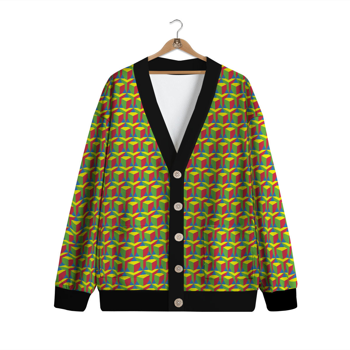 Reggae Geometric Print Pattern Cardigan-grizzshop