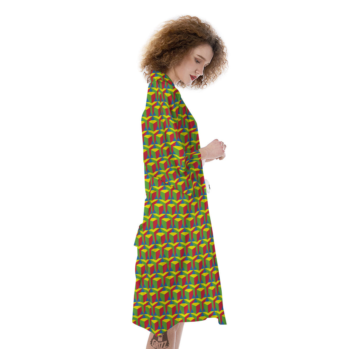 Reggae Geometric Print Pattern Kimono-grizzshop