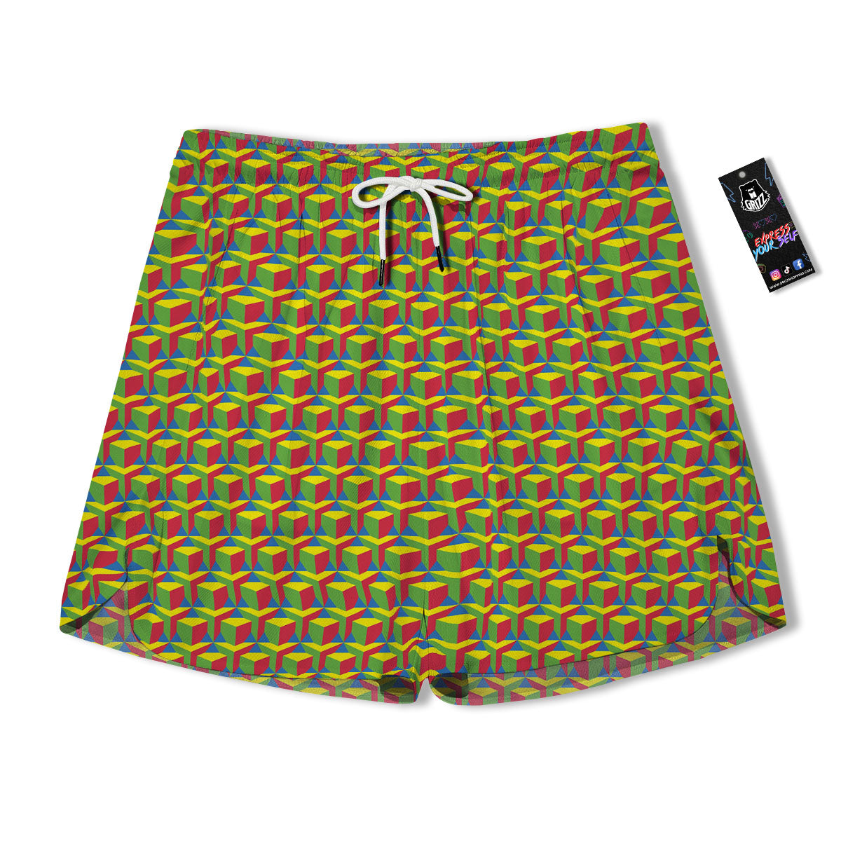 Reggae Geometric Print Pattern Men's Running Shorts-grizzshop