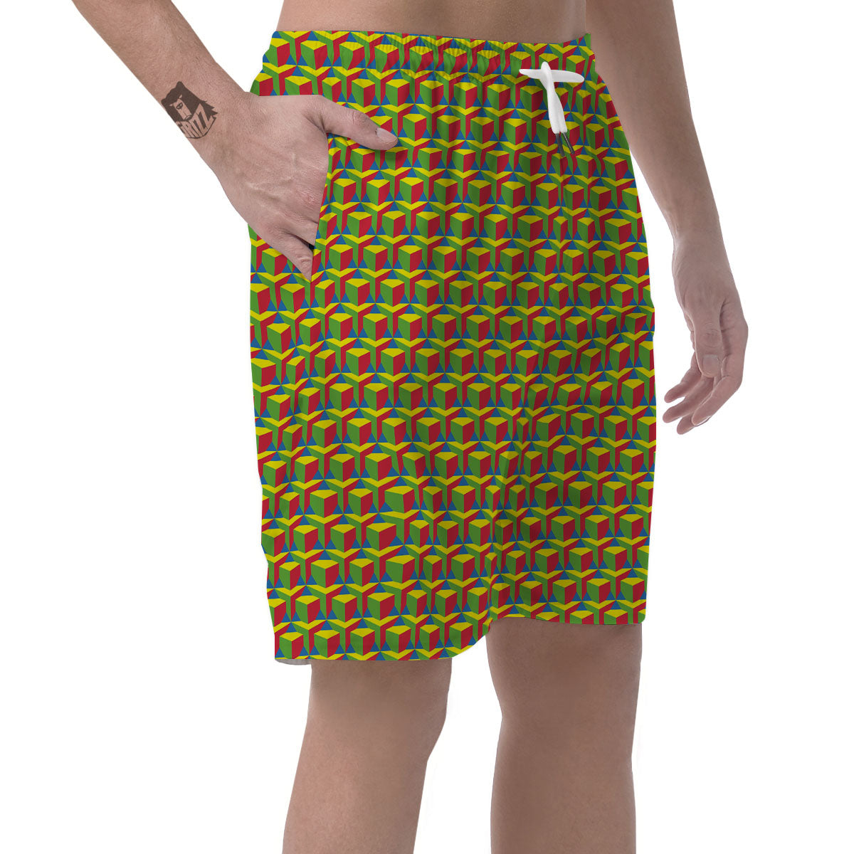 Reggae Geometric Print Pattern Men's Shorts-grizzshop