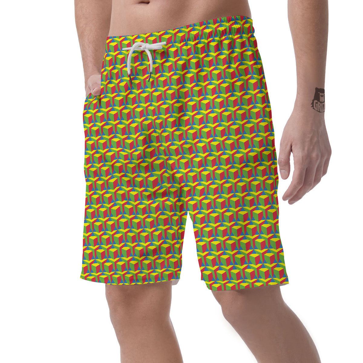 Reggae Geometric Print Pattern Men's Shorts-grizzshop