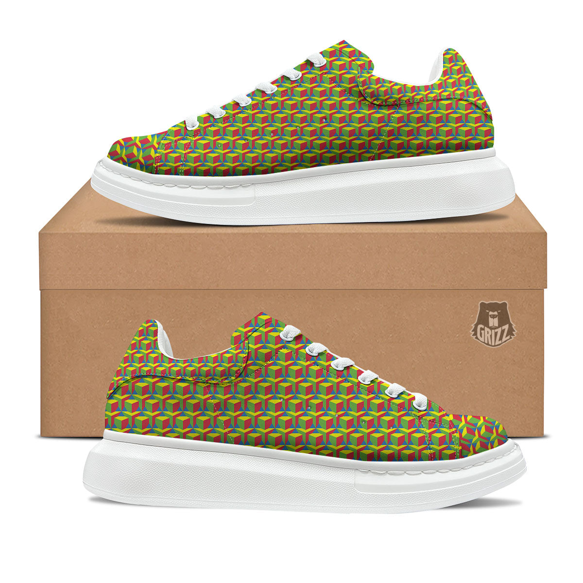 Reggae Geometric Print Pattern Platform Shoes-grizzshop