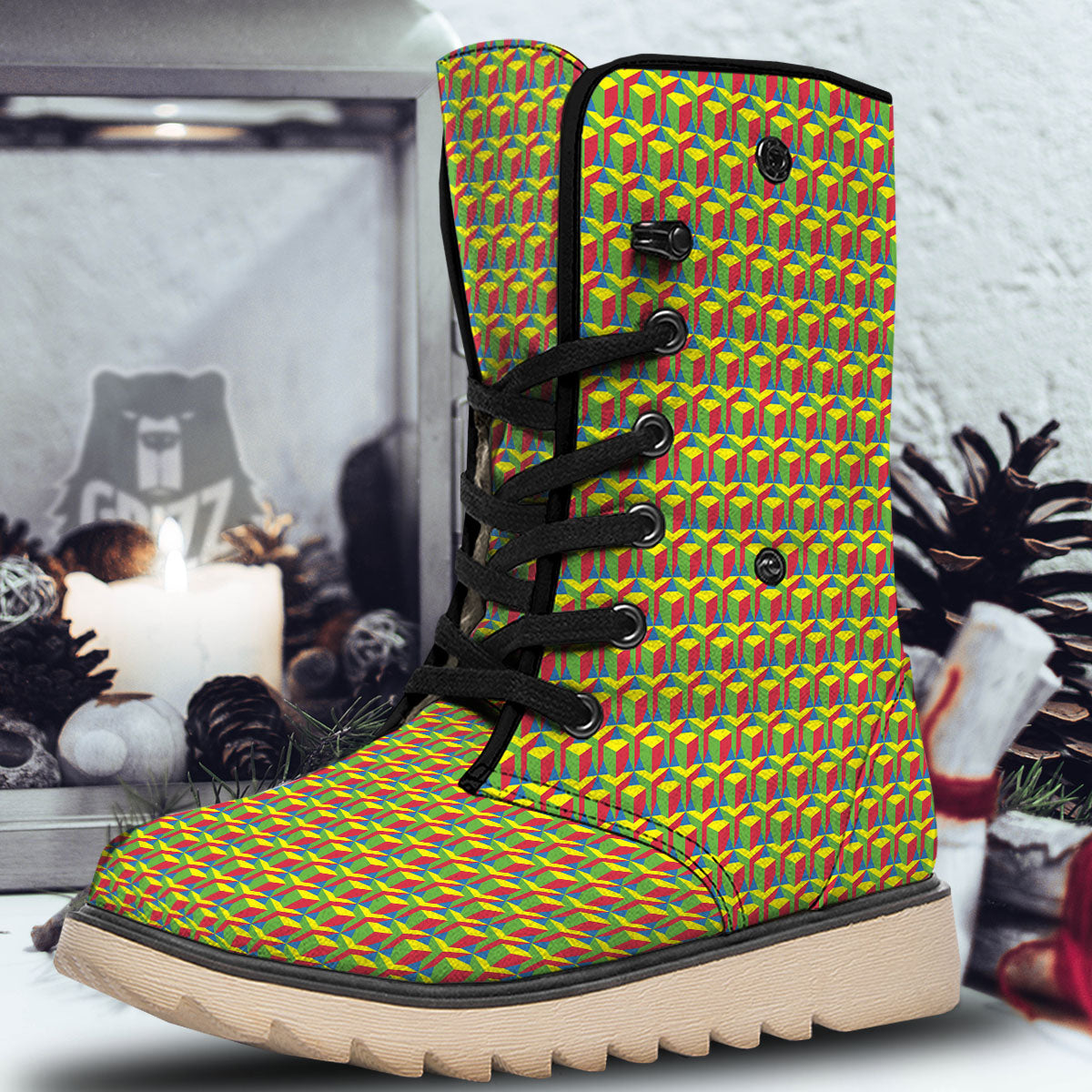 Reggae Geometric Print Pattern Snow Boots-grizzshop