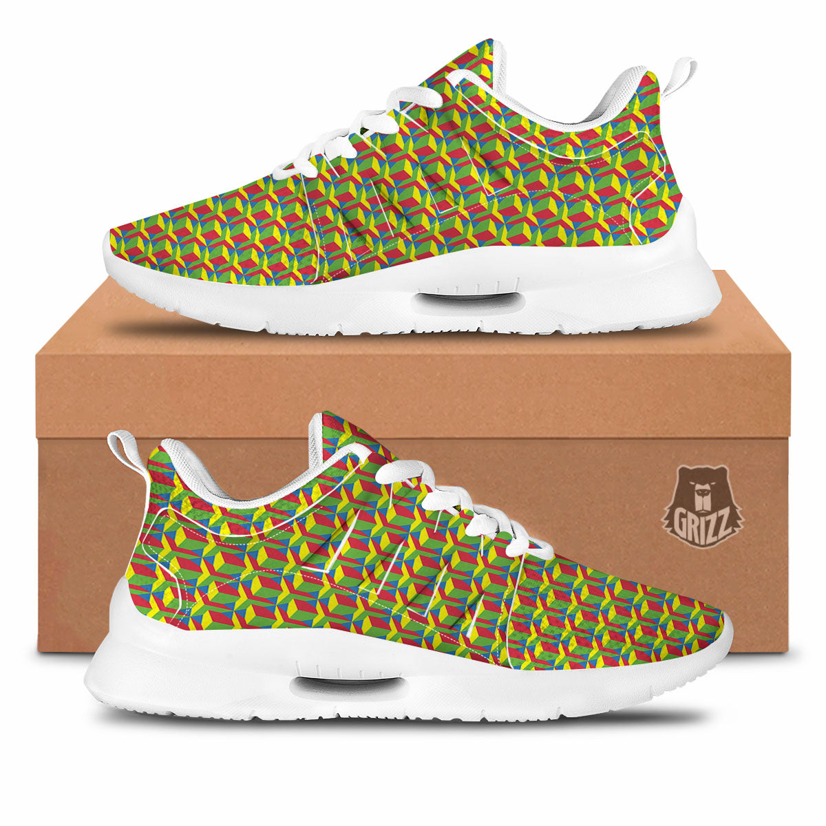 Reggae Geometric Print Pattern Tennis Shoes-grizzshop