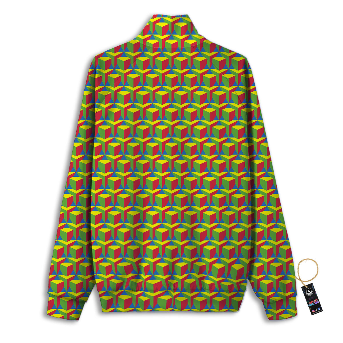 Reggae Geometric Print Pattern Track Jacket-grizzshop