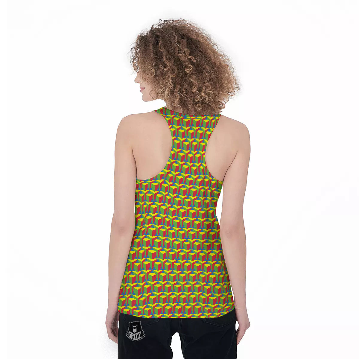 Reggae Geometric Print Pattern Women's Racerback Tank Top-grizzshop