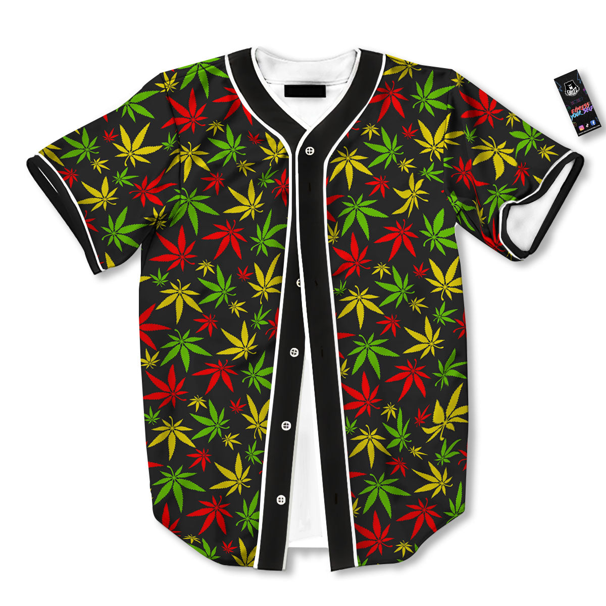 Reggae Hemp Leaf Print Pattern Baseball Jersey-grizzshop